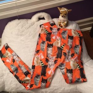 Capelli girls Halloween cat fleece lined leggings